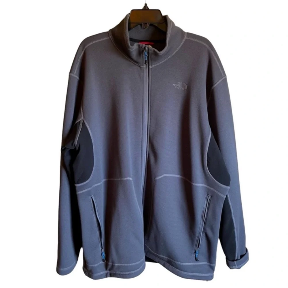 The North Face Mens Full Zip Fleece Jacket Gray Lightweight XXL